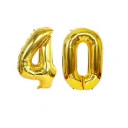 Zestaw balonów foliowych dekoracja na urodziny hel złoty cyfra 40
